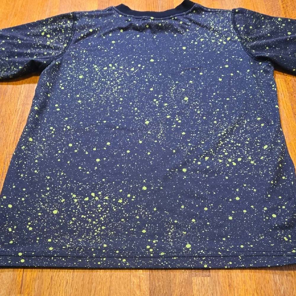 Nike Kids Medium Splatter Black‎ Neon Green Dri-Fit Skateboarding Crew Neck Tee